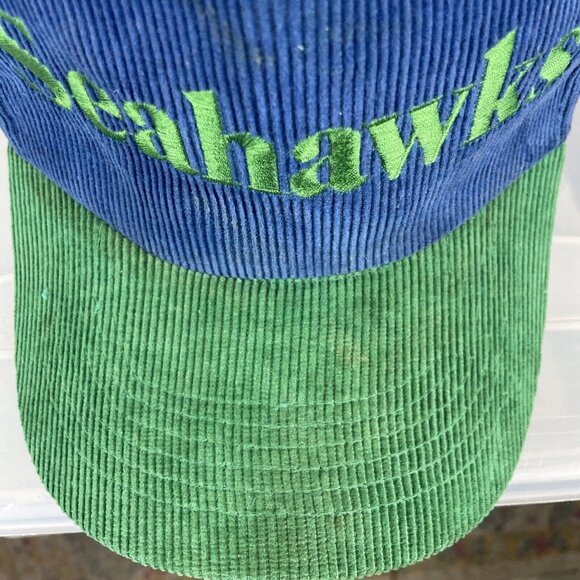 Seattle Seahawks Hat  Corduroy Green Blue NFL Retro Starline Vintage Snapback - Picture 3 of 14